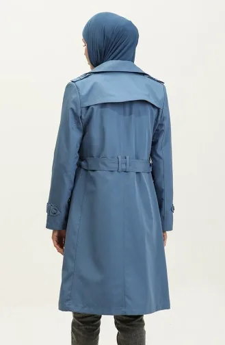 Trench Doublé Femme Taille Moyenne Indigo 6825.İndigo
