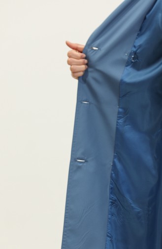 Mittelgroßer Gefütterter Trenchcoat Für Damen In Indigo 6825.İndigo