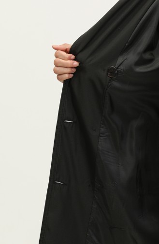 Medium Size Women`s Lined Trench Coat Black 6825.Siyah