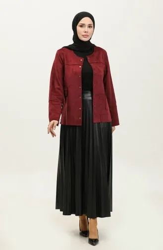 Snap Suede Jacket Claret Red C45 680