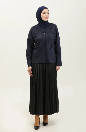 Snap Suede Jacket Navy Blue C45 684