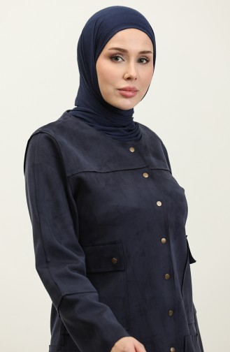 Veste En Daim Snap Bleu Marine C45 684