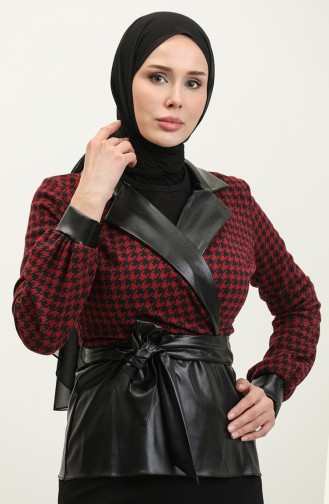 Ganzenpoten Patroon Blouse Claret Red G8104 656