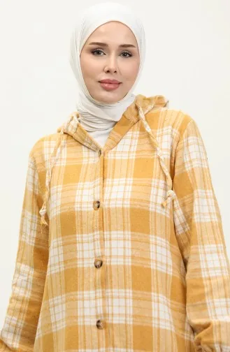 Cap Met Capuchon En Geruit Patroon NZR001D-04 Mosterd 001D-04