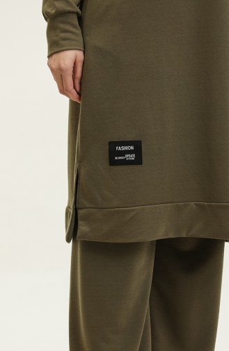 Ensemble Double Tunique Pantalon à Deux Cordes 0044-31 Khaki Clair 0044-31