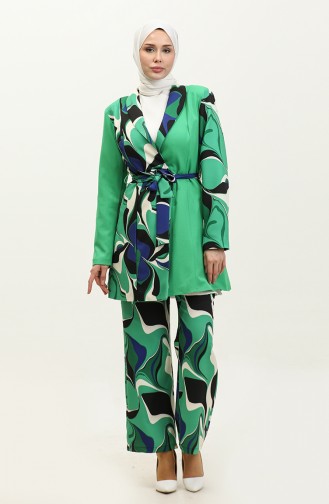 Printed Jacket Suit Green Tk227 587