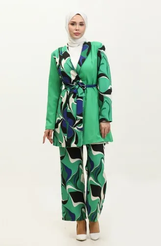 Costume Veste Imprimée Vert Tk227 587