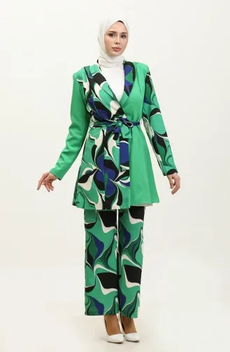 Costume Veste Imprimée Vert Tk227 587