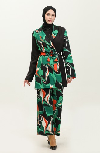 Printed Jacket Suit Black Tk227 592