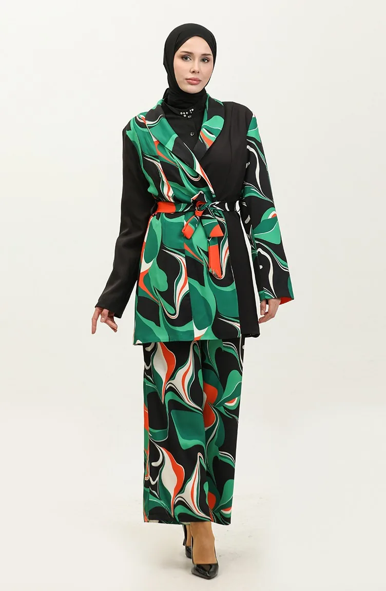 Costume Veste Imprimée Noir Tk227 592