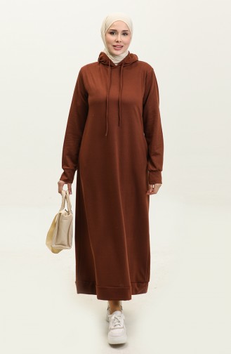 Two Thread Hooded Sports Dress 0190-11 Brown 0190-11