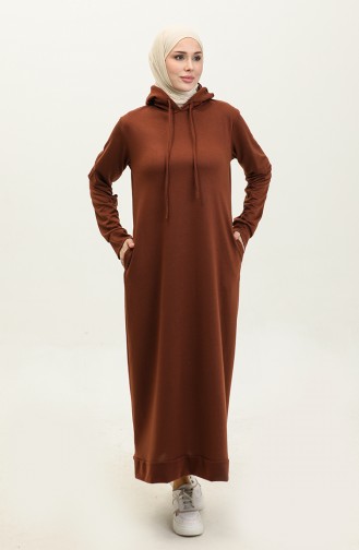 Two Thread Hooded Sports Dress 0190-11 Brown 0190-11