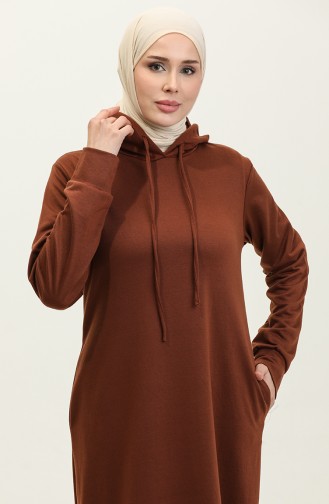 Two Thread Hooded Sports Dress 0190-11 Brown 0190-11