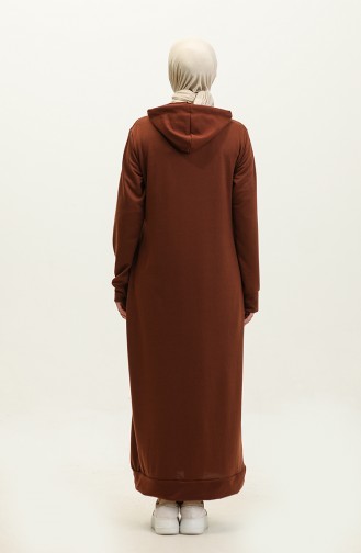 İki İplik Kapüşonlu Spor Elbise 0190-11 Kahverengi