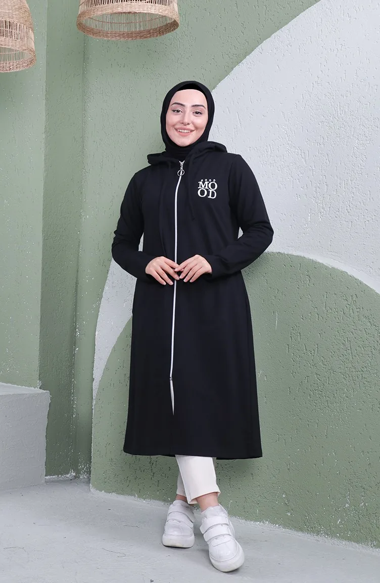 Kapüşonlu Spor Kap 3081-01 Siyah