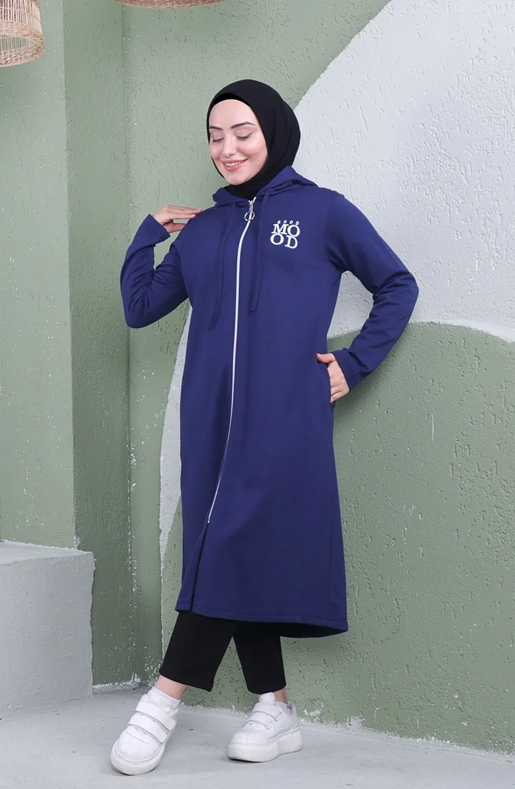 Kapüşonlu Spor Kap 3081-03 Açık Lacivert