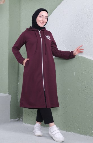 معطف رياضي بتصميم موصول بقبعة 3081-05 لون أرجواني 3081-05