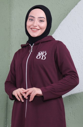 معطف رياضي بتصميم موصول بقبعة 3081-05 لون أرجواني 3081-05