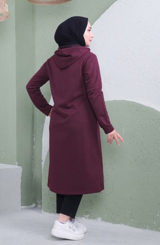 معطف رياضي بتصميم موصول بقبعة 3081-05 لون أرجواني 3081-05