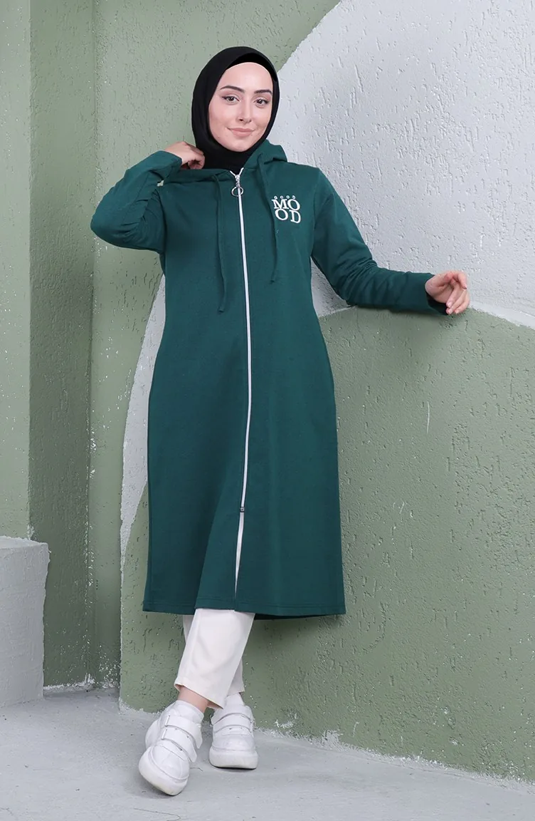 Kapüşonlu Spor Kap 3081-06 Nefti Yeşil