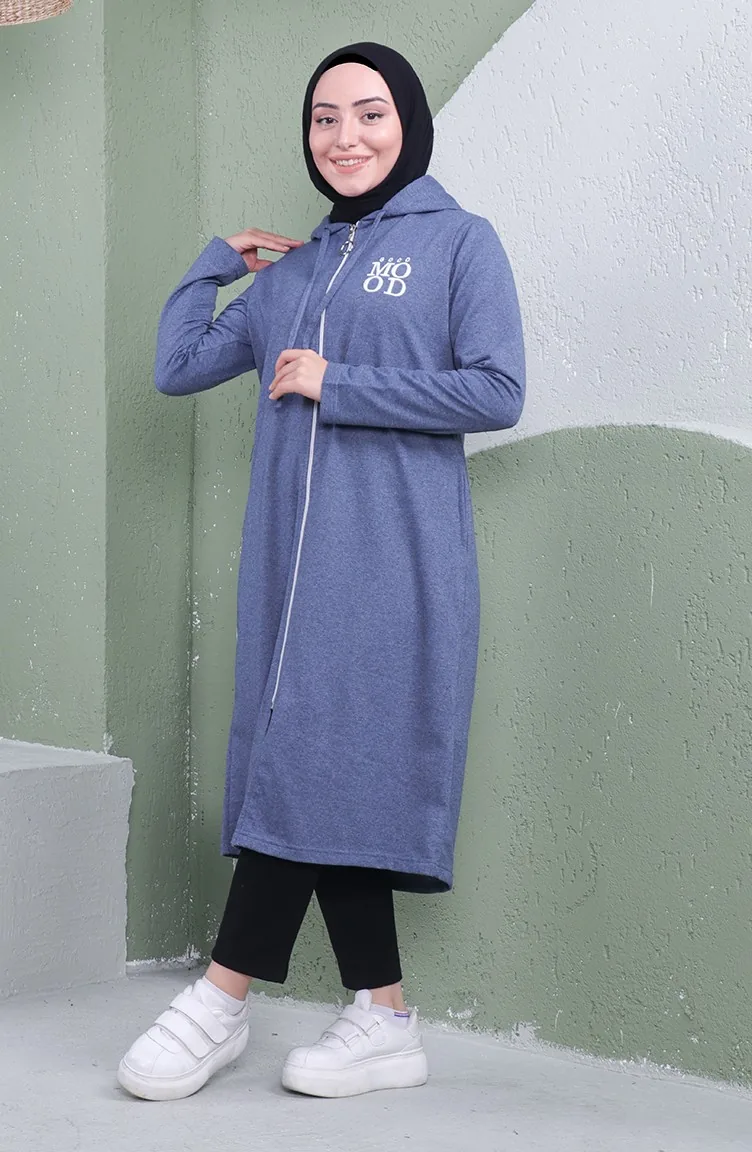 Kapüşonlu Spor Kap 3081-09 İndigo