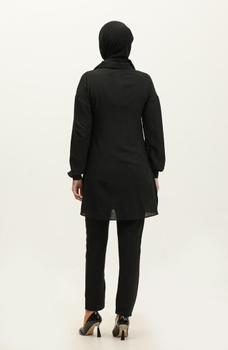 Steen Gedetailleerd Hijabpak Zwart Tk221 260