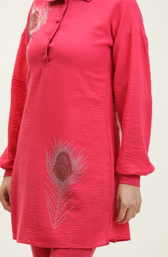 Steen Gedetailleerd Hijabpak Roze Tk221 261