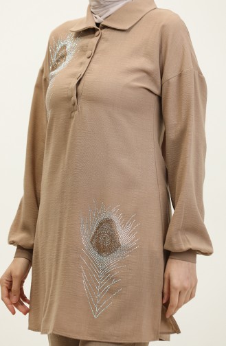Steindetaillierter Hijab-Anzug Nerz Tk221 264