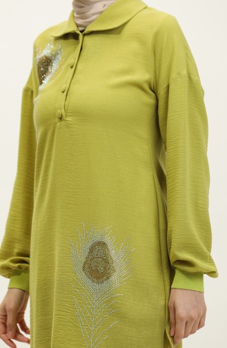 Steindetaillierter Hijab-Anzug Grün Tk221 265