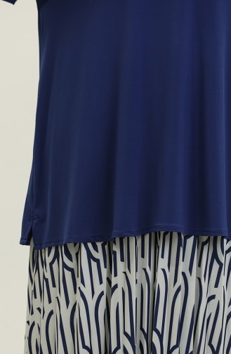بدلة تنورة مطوية باللون الأزرق Tk220 597