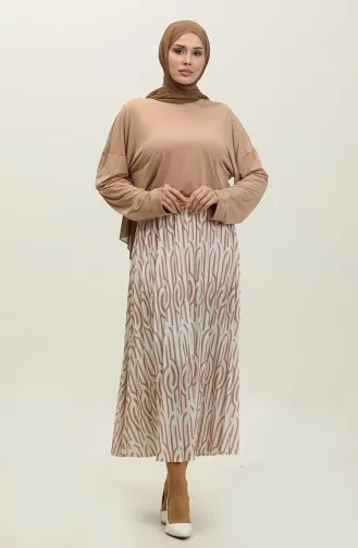Tailleur Jupe Plissée Beige Tk220 598