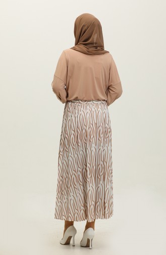 بدلة تنورة مطوية بيج Tk220 598