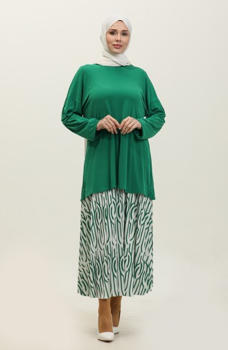 Pleated Skirt Suit Green Tk220 599