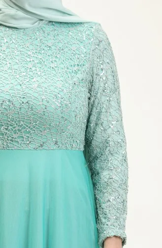 Robe De Soirée Tulle A Paillettes 3412-03 Vert 3412-03