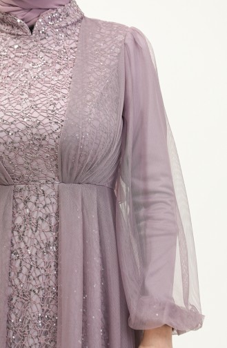 Robe De Soirée Détail Tulle 6383-03 Lilas 6383-03