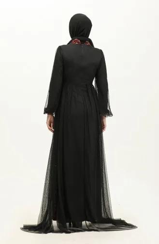 Abendkleid Mit Pailletten 6383A-06 Schwarz Rot 6383A-06