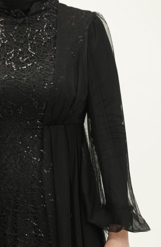 Sequined Evening Dress 6383A-07 Black 6383A-07