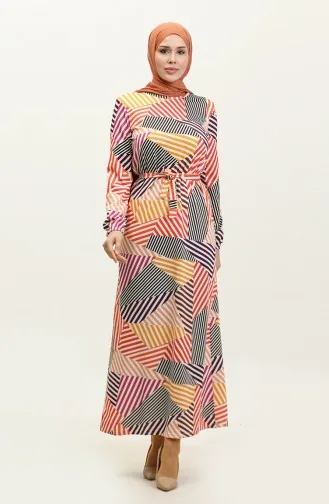 Sandy Seizoensjurk Met Lang Patroon 8692-01 Zwarte Mosterd 8692-01