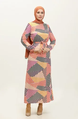 Sandy Seizoensjurk Met Lang Patroon 8692-01 Zwarte Mosterd 8692-01