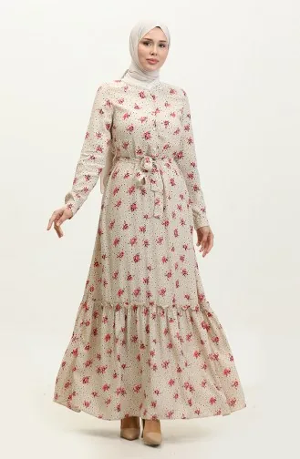 Geknöpftes Kleid Weiß 7740 616