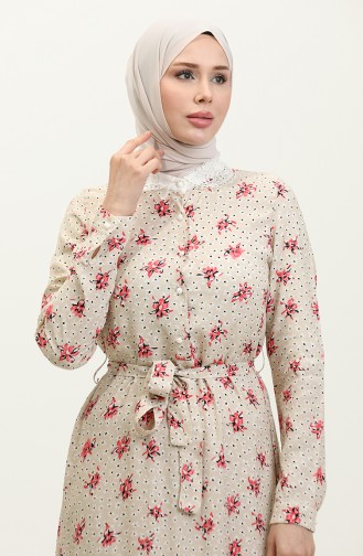 Geknöpftes Kleid Weiß 7740 616