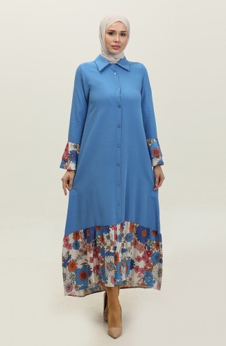 Kleid Mit Blumendetail Blau 7822 618
