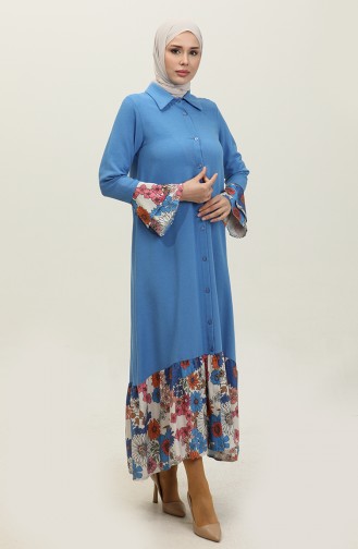 Kleid Mit Blumendetail Blau 7822 618