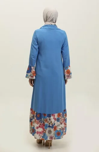 فستان مزين بالزهور أزرق 7822 618