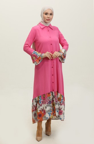 Flower Detailed Dress Pink 7822 619