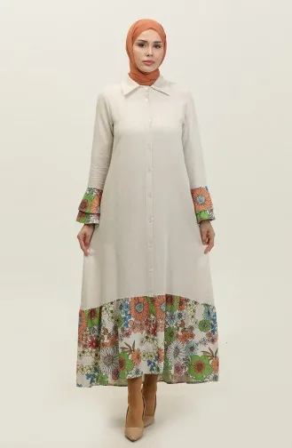 Robe Détail Fleur Vert 7822 620