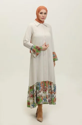 Robe Détail Fleur Vert 7822 620