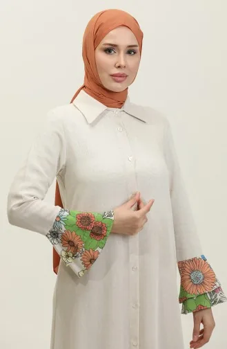 Robe Détail Fleur Vert 7822 620