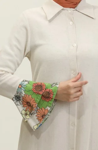 Robe Détail Fleur Vert 7822 620