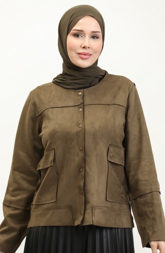 Snap-Wildlederjacke Khaki C45 682